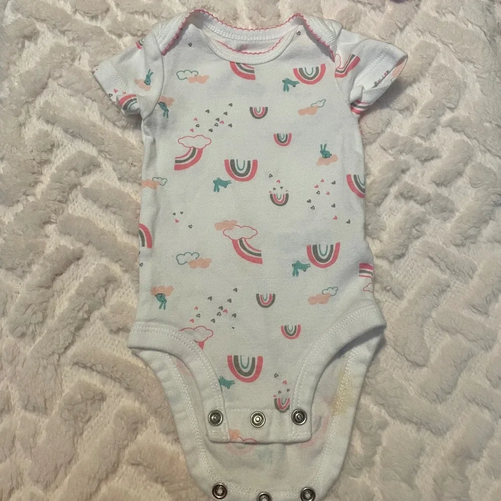 Carter's Baby Bodysuits 7 piece Short Sleeve One piece White‎ Floral NB